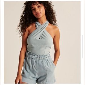 Abercrombie Tie Halter Top w/ Matching Shorts - Linen Blend